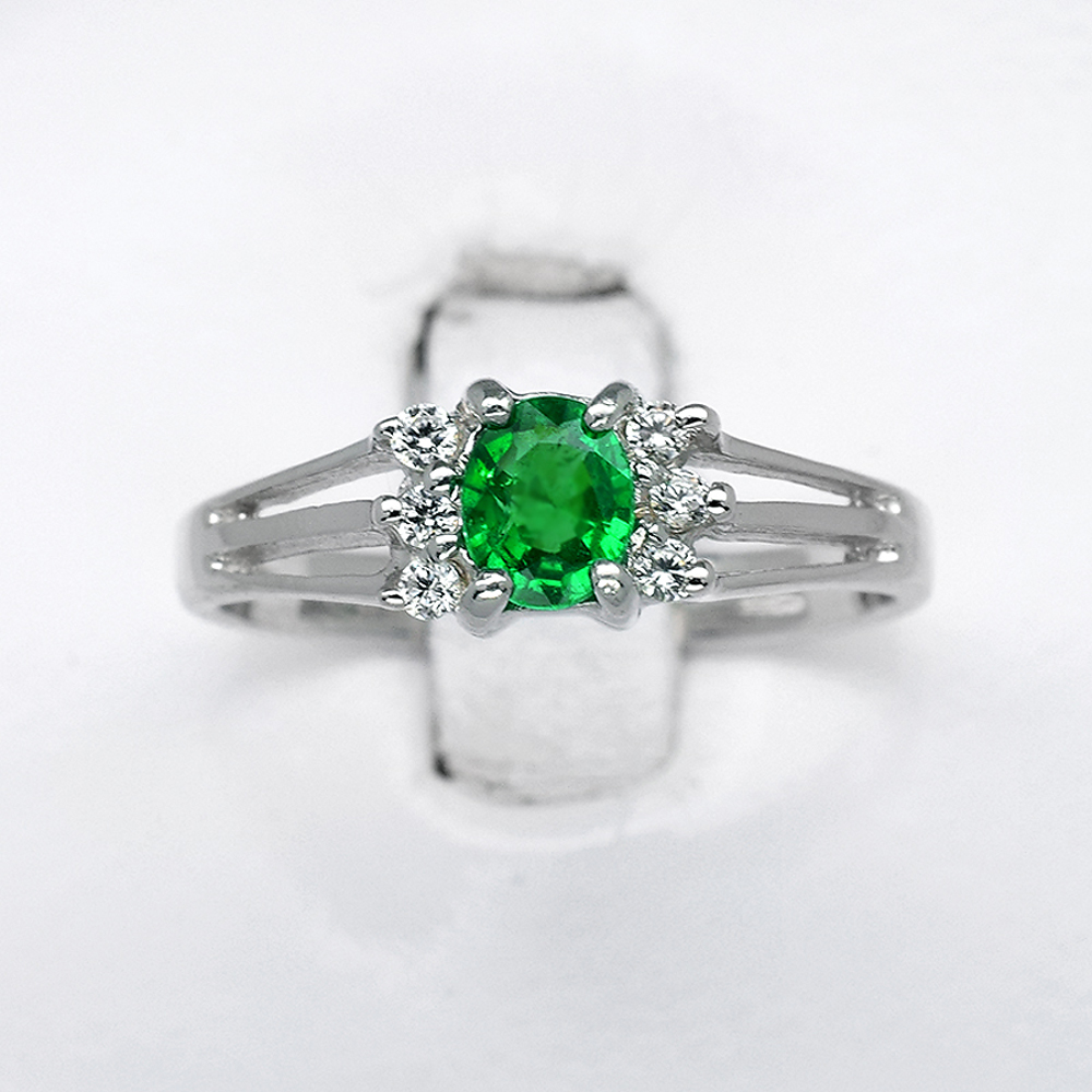 5x4mm Shocking Green Tsavorite Garnet Ring in 925 Sterling Silver | eBay